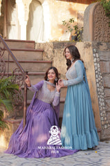 💃 Luxury Gown Set with Full Sleeves & Matching Embellished Dupatta - Combo Offer Gown