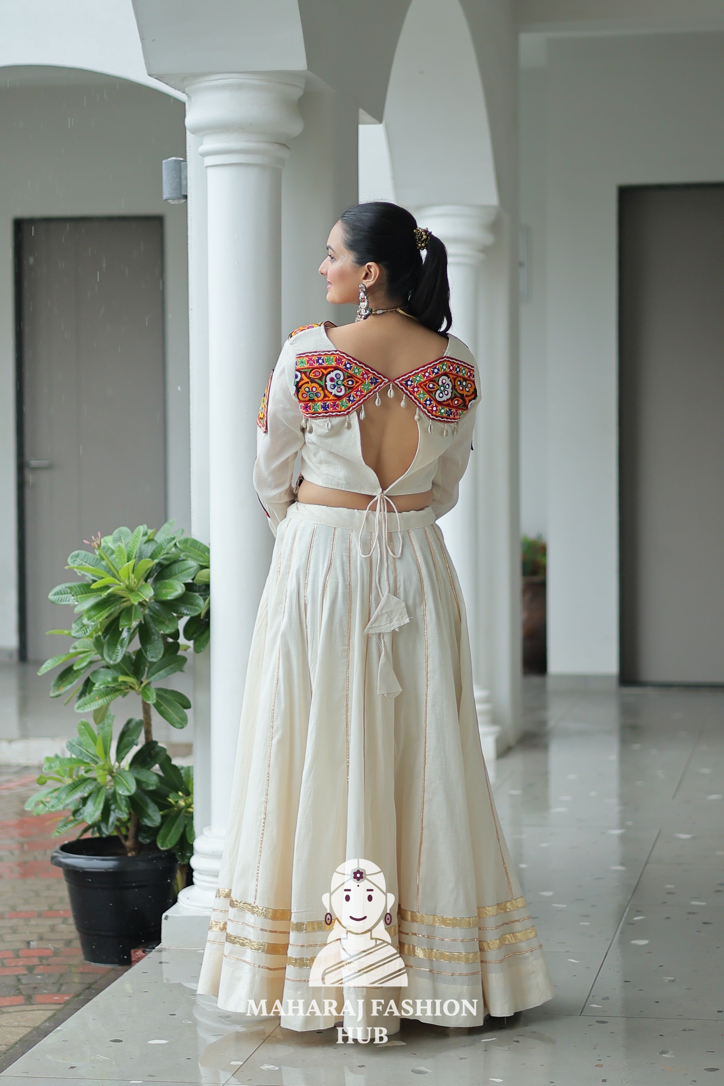 🌸 Traditional Navratri Elegance: Kora Cotton Chaniya Choli 🌸