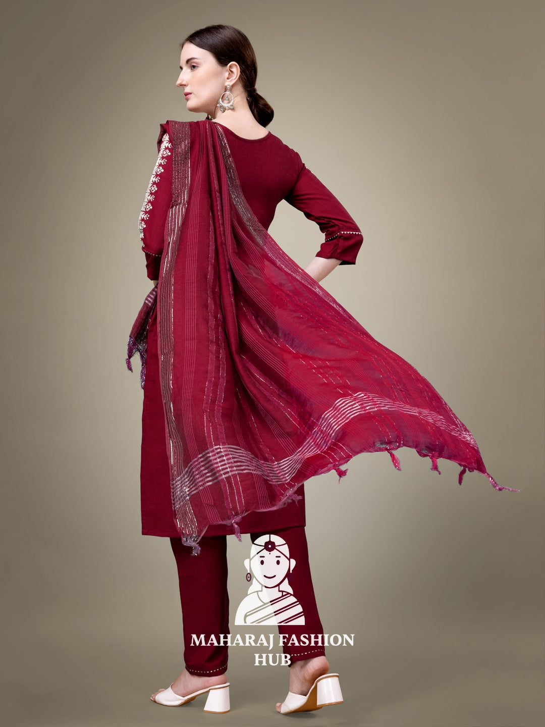 Maharaj Fashion Hub Women's Elegant Kurti Pant Dupatta Set