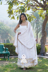 Faux Blooming Special Designer Gown with Stunning Lace Finish Dupatta