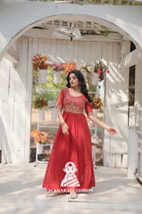 Sequins Embroidered Fabric Gown with Luxurious Finish