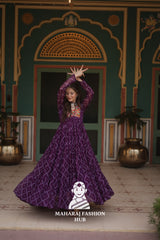 Faux Georgette Gown with Kutchi Patch and Bandhani Artistry