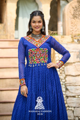 Navratri - Premium Faux Georgette Kutchi Patchwork Laheriya Navratri Gown Style 🎨🪔