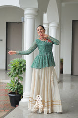 Navratri - Premium Kora Cotton Gota Patti Lehenga with Bandhani Kutchi Top ✨💃
