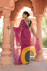 New special Georgette Bandhani With Gotapatti Work Saree