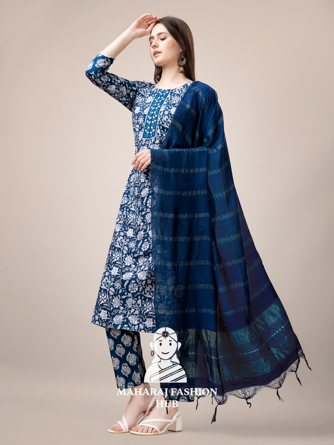 Maharaj Fashion Hub Women's Elegant Kurti Pant Dupatta Set