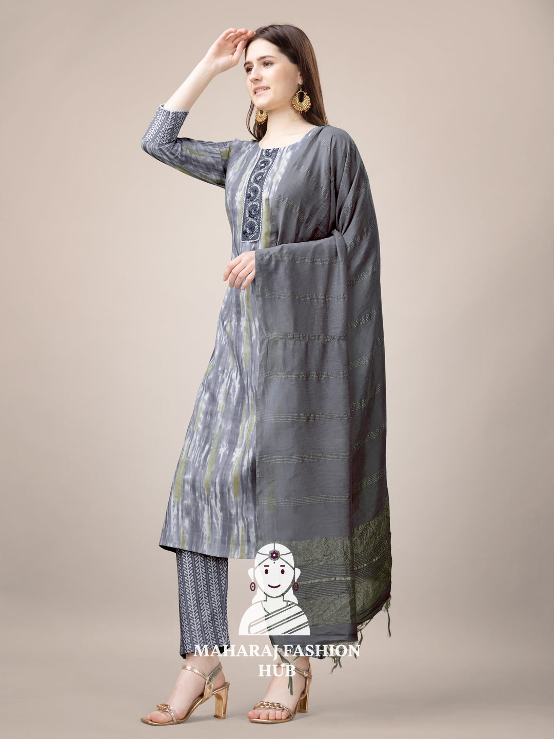 Maharaj Fashion Hub Women's Elegant Kurti Pant Dupatta Set