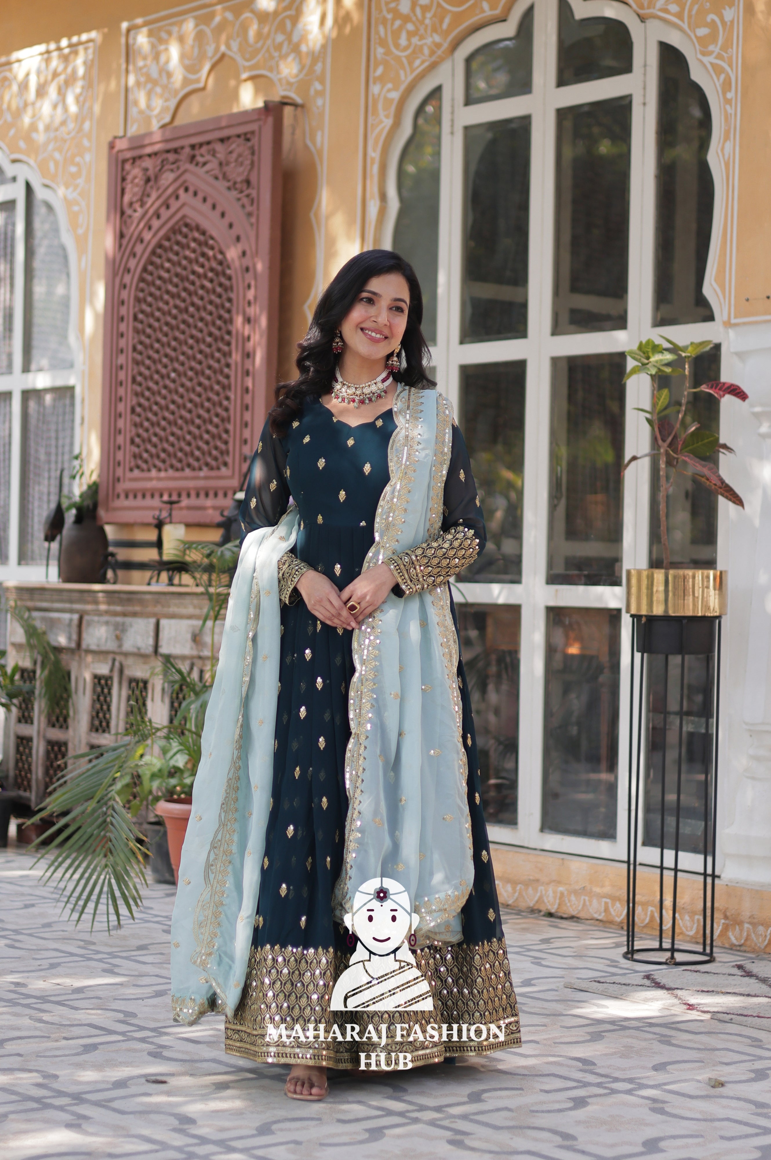 🌸 Embroidered Glam with Tabby Silk Touch - Special Designer Gown