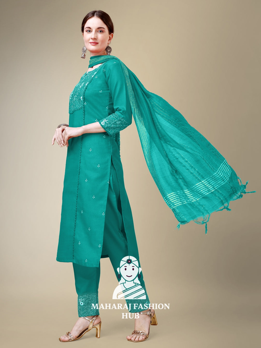 Maharaj Fashion Hub Women's Elegant Kurti Pant Dupatta Set