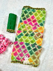 Premium Bandhani Printed Georgette Saree – Lightweight, Stylish & Comfortable | Perfect for Weddings, Parties & Festivals | With Matching Blouse