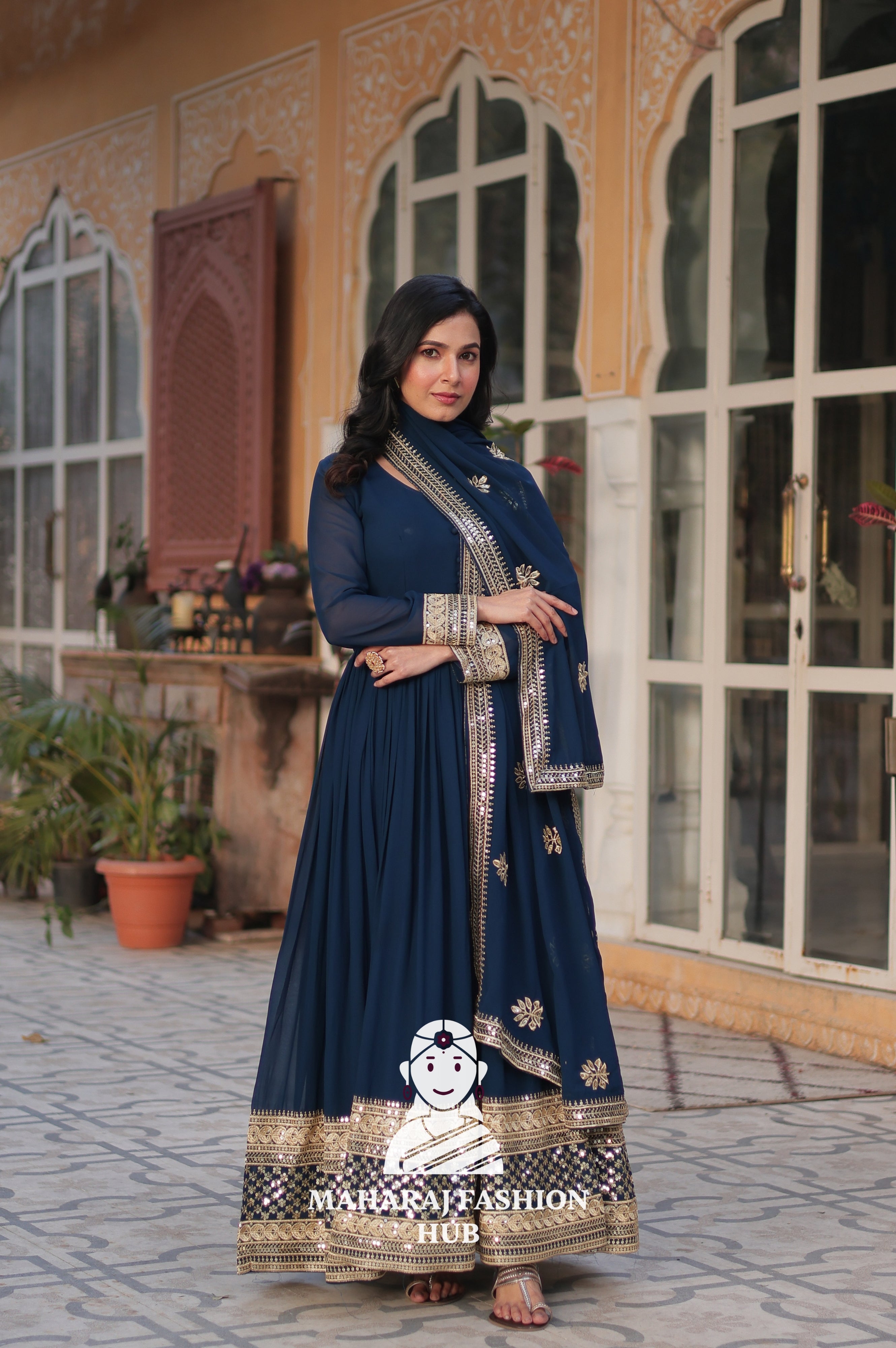 🌟 Embroidery Meets Timeless Comfort - Special Designer Gown