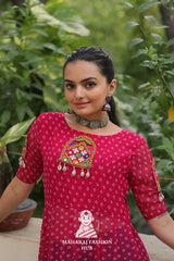 Traditional Bandhani Patchwork Half Sleeve Navratri Kurti for Women 🌸🪔