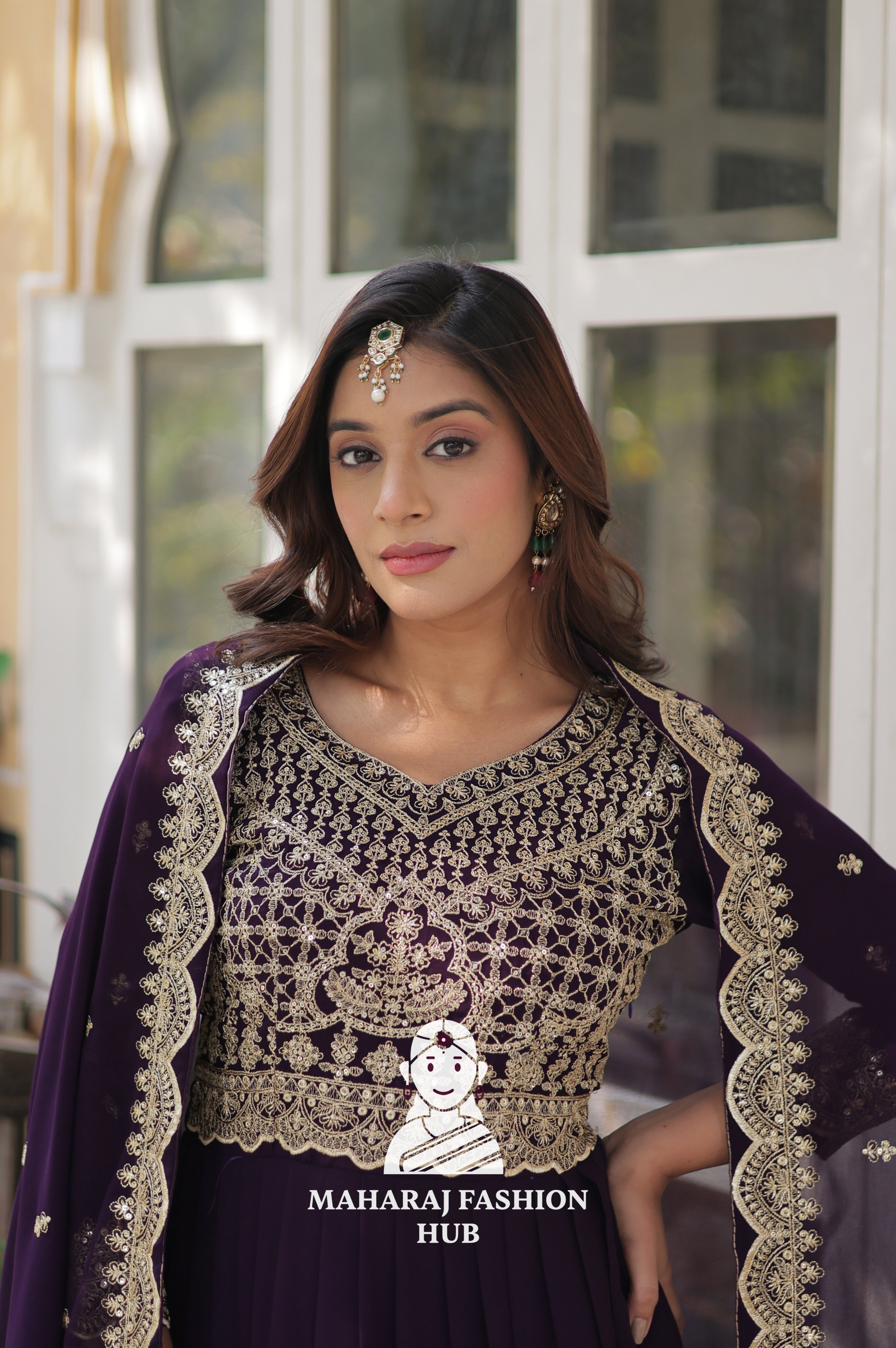 🌸 Designer Gown in Faux Blooming with Heavy Work & Stylish Dupatta - Combo Offer Gown