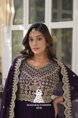 🌸 Designer Gown in Faux Blooming with Heavy Work & Stylish Dupatta - Combo Offer Gown