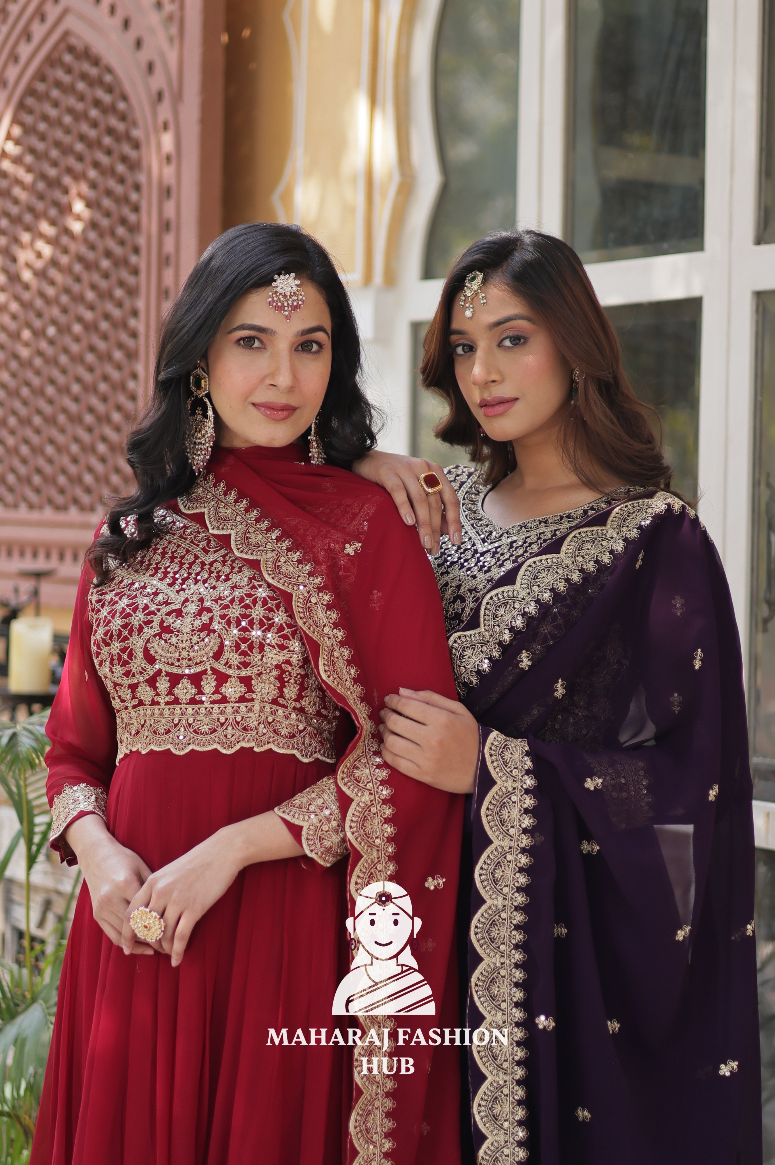 🪡 Elegant Faux Blooming Gown with 3.5 M Flair and Lace Finish Dupatta - Combo Offer Gown