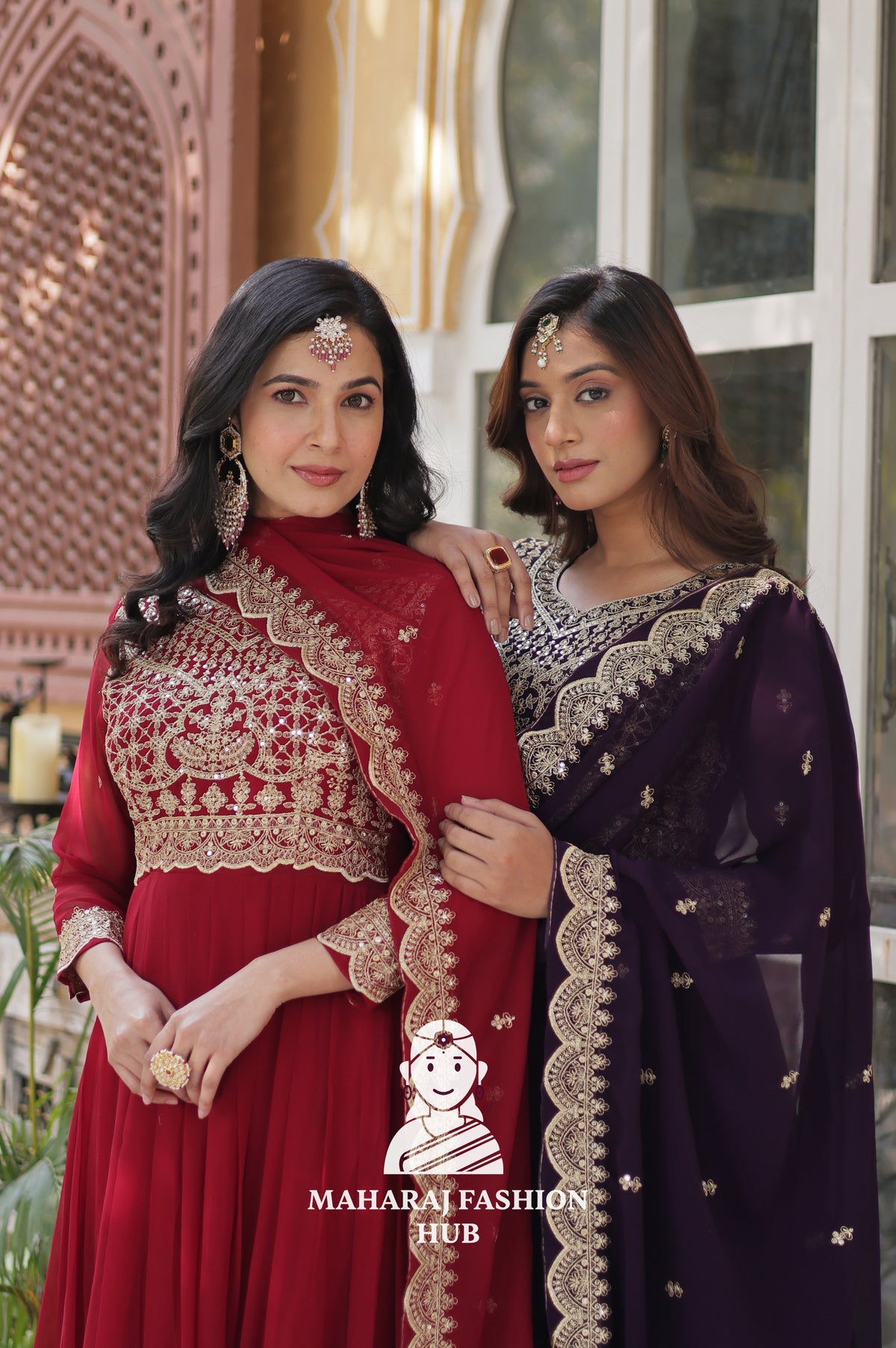 🪡 Elegant Faux Blooming Gown with 3.5 M Flair and Lace Finish Dupatta - Combo Offer Gown