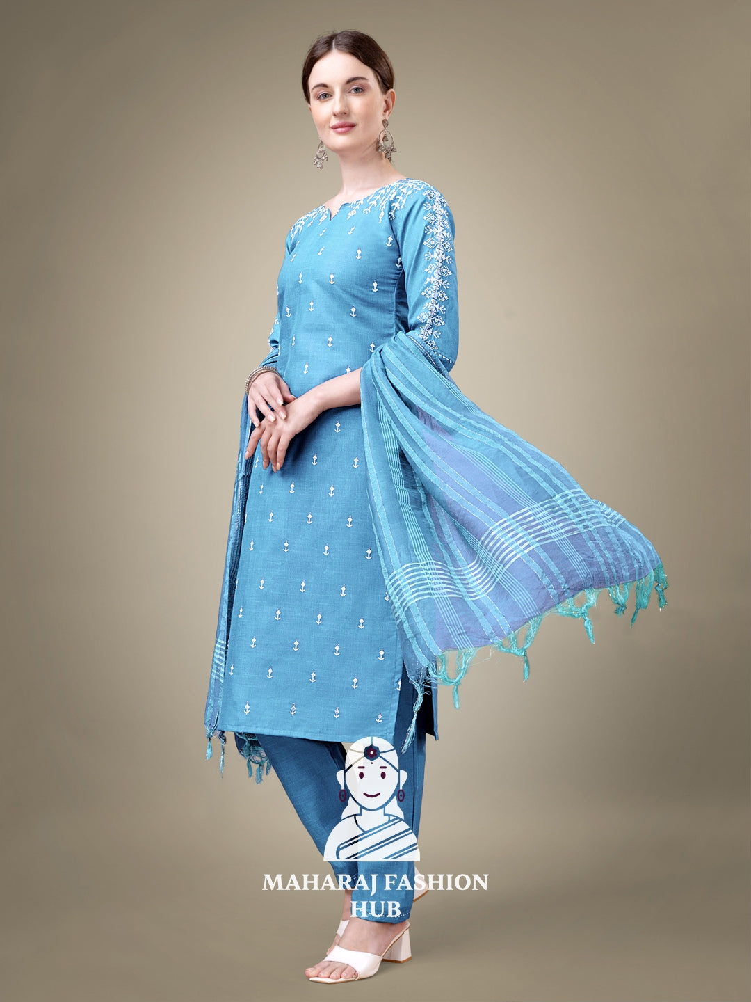 Maharaj Fashion Hub Women's Elegant Kurti Pant Dupatta Set
