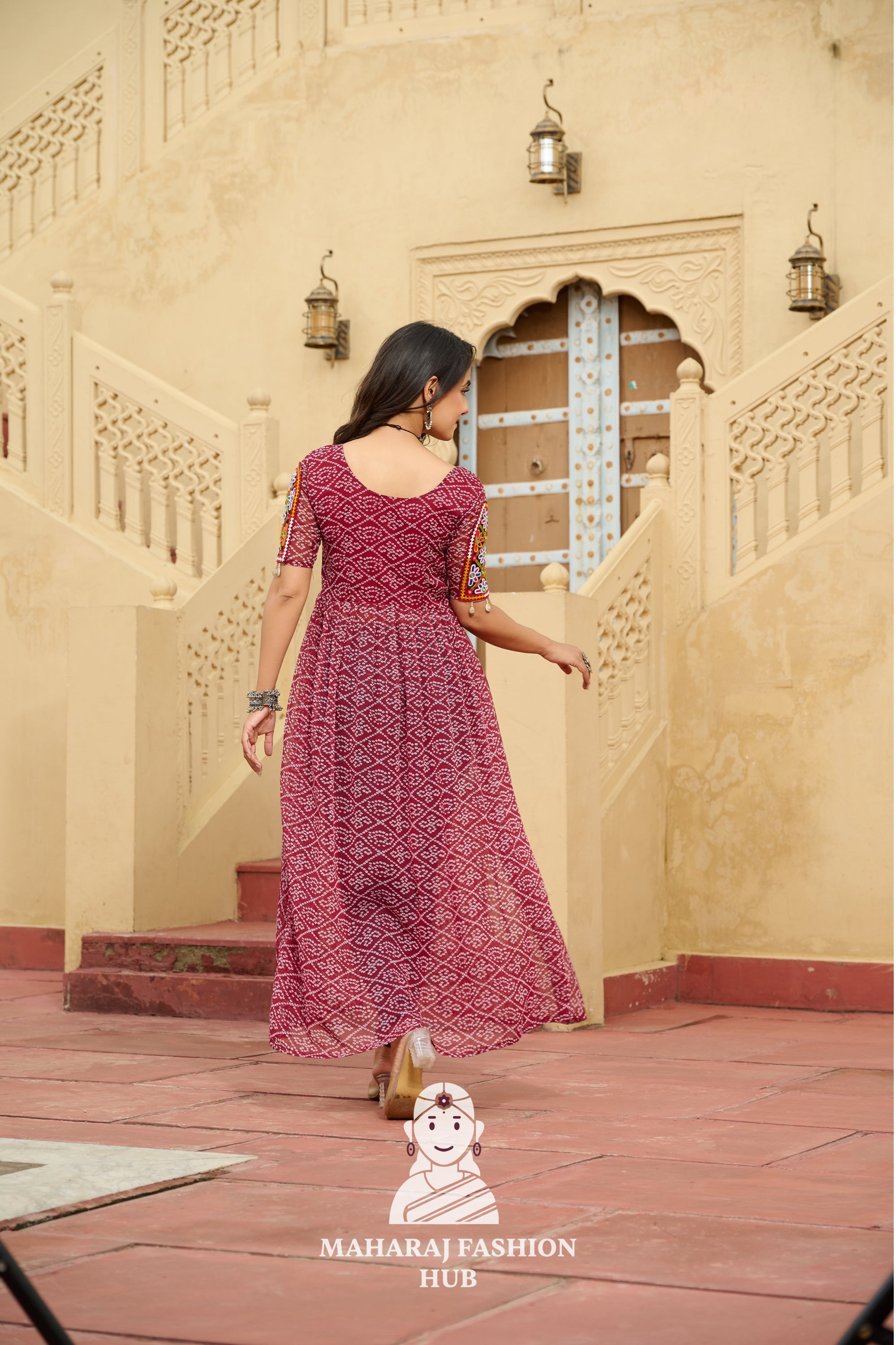 Traditional Bandhani Print Half Sleeve Kutchi Work Navratri Kurti 💃👑