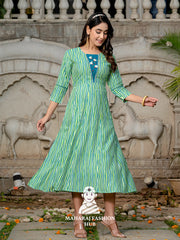🌊 Soothing Rama A-Line Kurta – Printed & Elegant