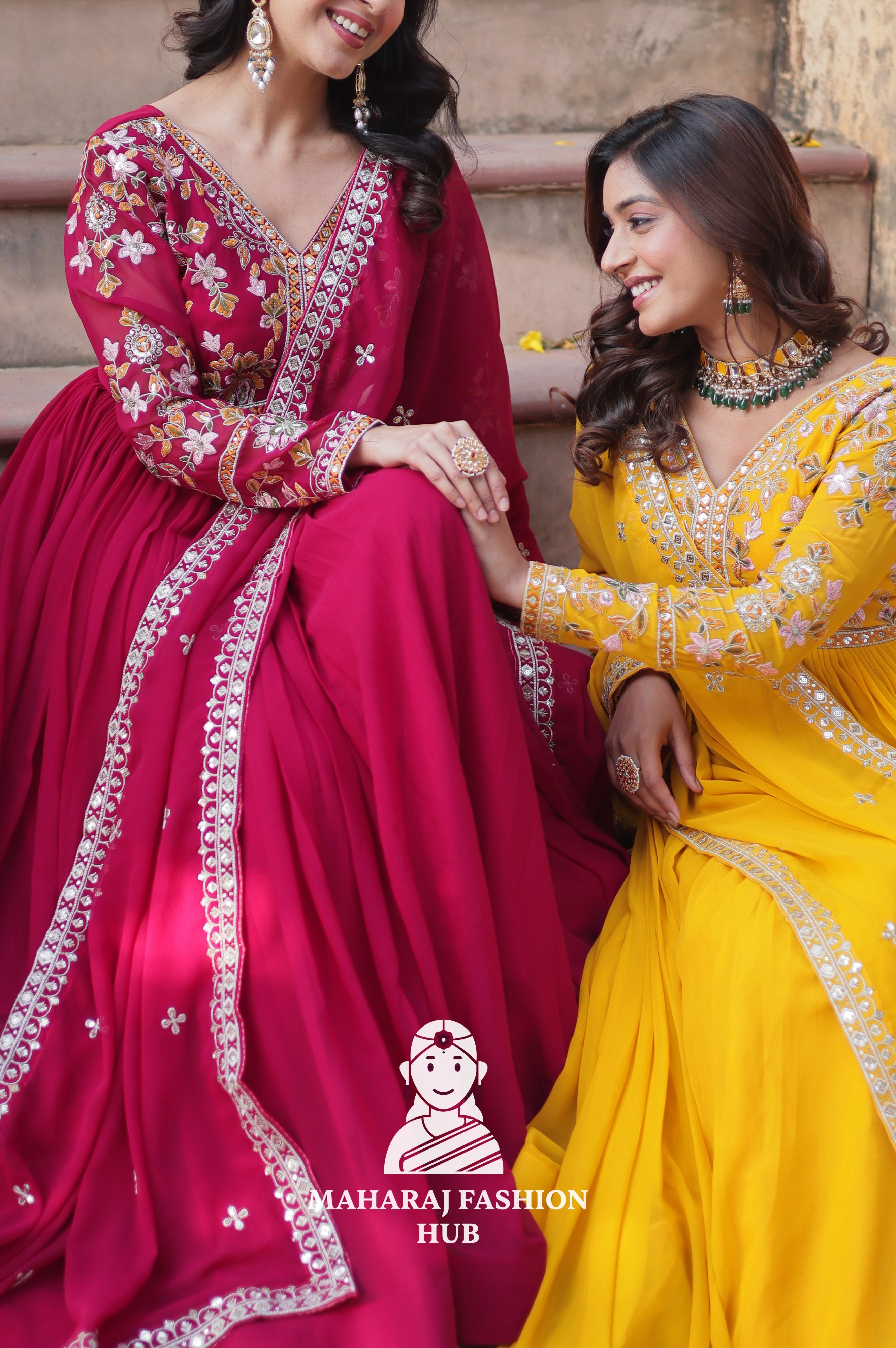 🧣 Shine Bright in Faux Blooming Fashion - Combo Offer Gown
