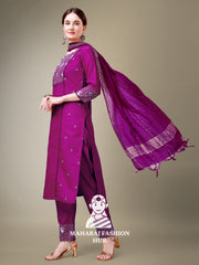 Maharaj Fashion Hub Women's Elegant Kurti Pant Dupatta Set