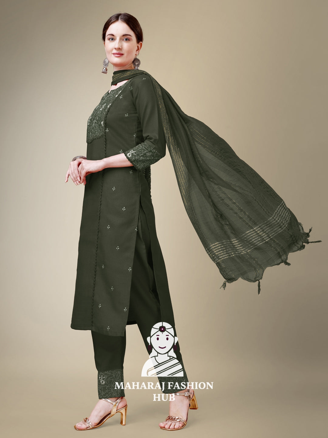 Maharaj Fashion Hub Women's Elegant Kurti Pant Dupatta Set