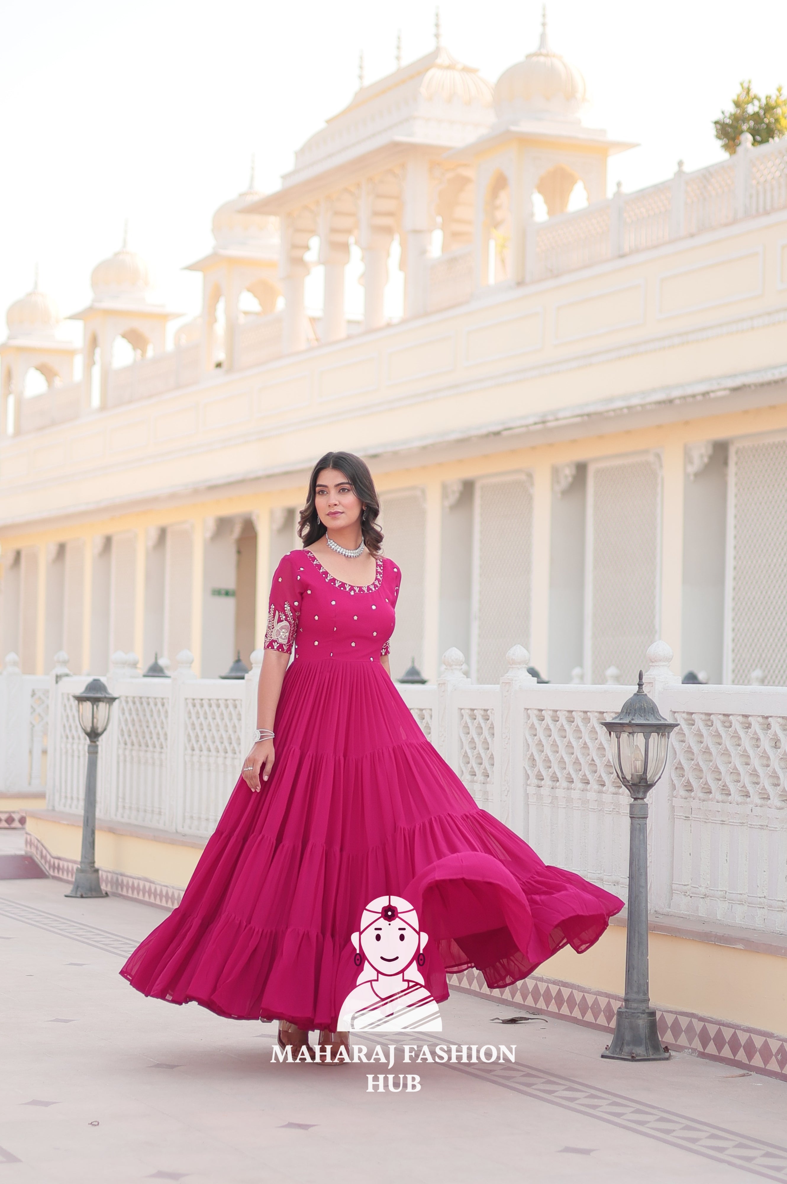 Designer Fabric Charm Embroidery Zari Sequins-work