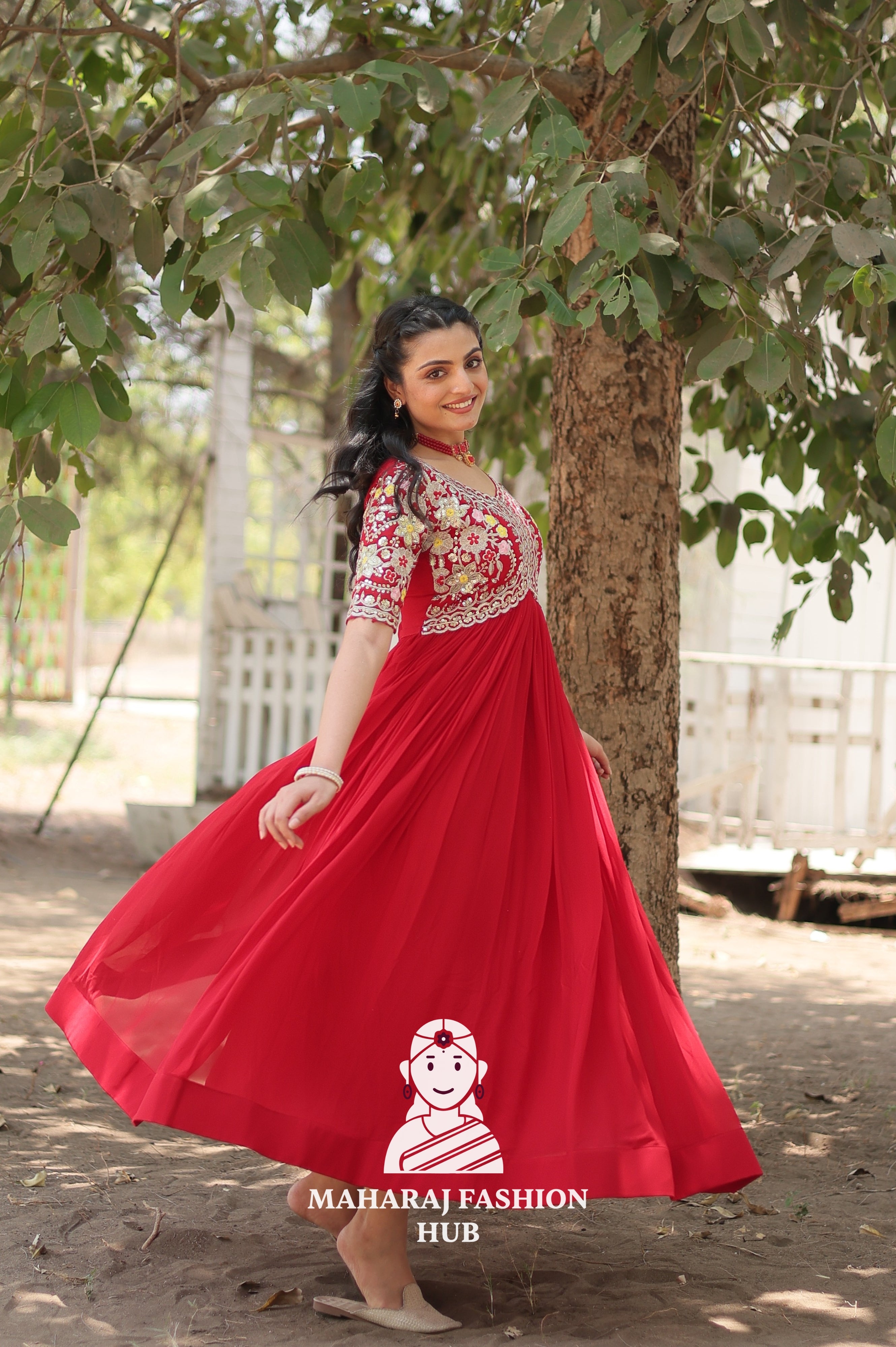 Premium Fabric Gown with Rich Embroidery and Sequins