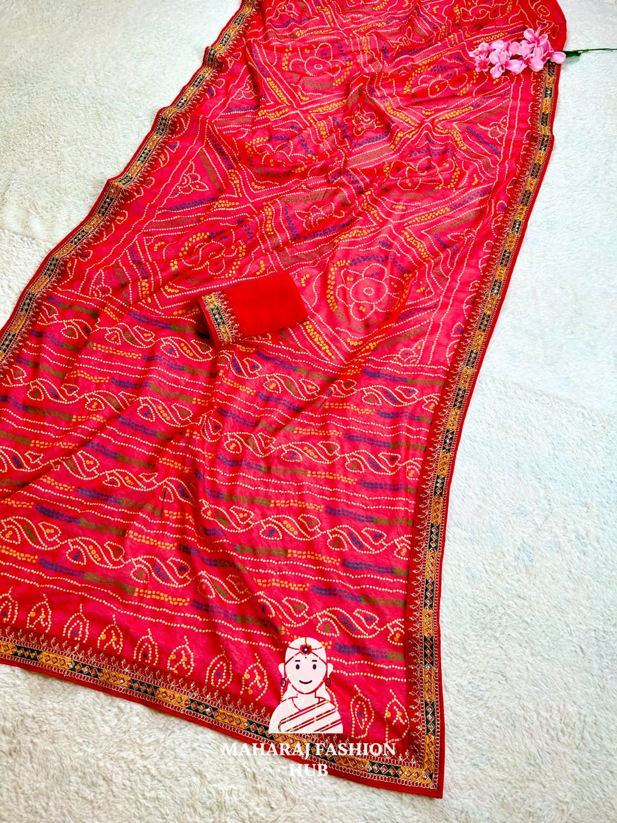 Traditional Lahariya print Georgette saree for women,s || Festive georgette saree for women's ||
