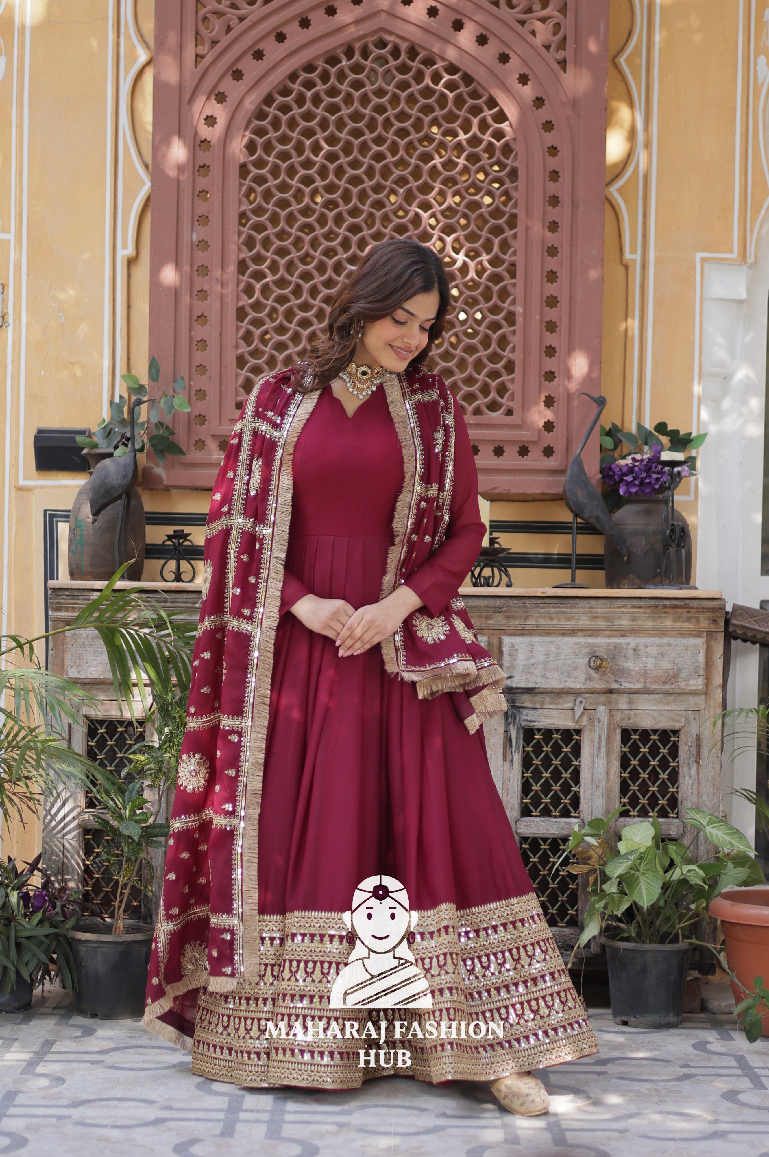 🌟 Statement-Making Gown with Embroidery & Soft Cotton Lining - Special Designer Gown