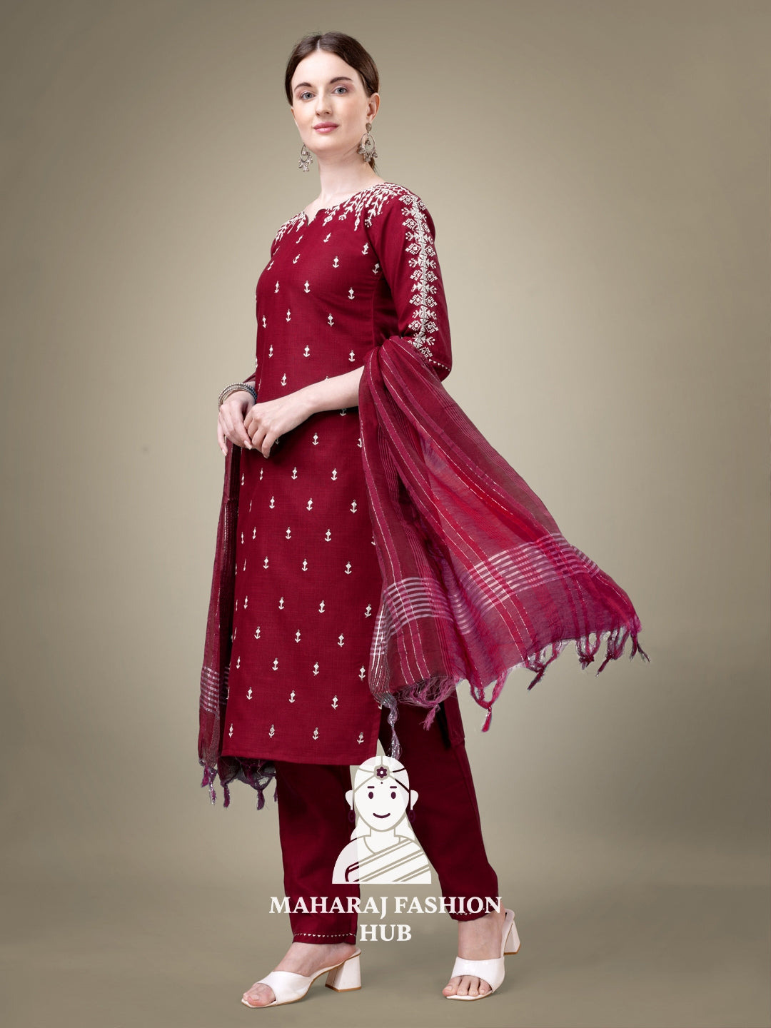 Maharaj Fashion Hub Women's Elegant Kurti Pant Dupatta Set