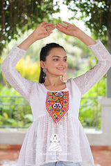 Celebrate Traditions – Stylish Schiffli Kutchi Patchwork Peplum Top 💫🎶