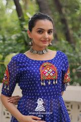 Navratri - Elegant Bandhani Print Kutchi Patchwork Faux Georgette Navratri Kurti ✨👗