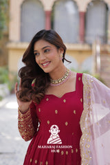 🧵 Zari Sequins Faux Blooming Gown with Designer Dupatta - Special Designer Gown