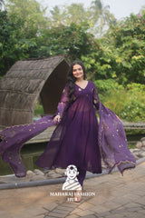 Embroidered Dreams – Designer Gown with Russian Silk Dupatta