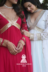 Designer Faux Blooming Gown with Full Sleeves & Dupatta in Cut-Work Grace 🌼