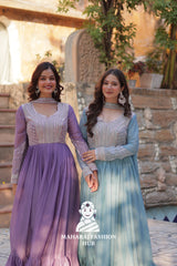 💃 Luxury Gown Set with Full Sleeves & Matching Embellished Dupatta - Combo Offer Gown