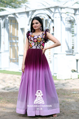 Sequins Embroidered Gown with Square Neckline