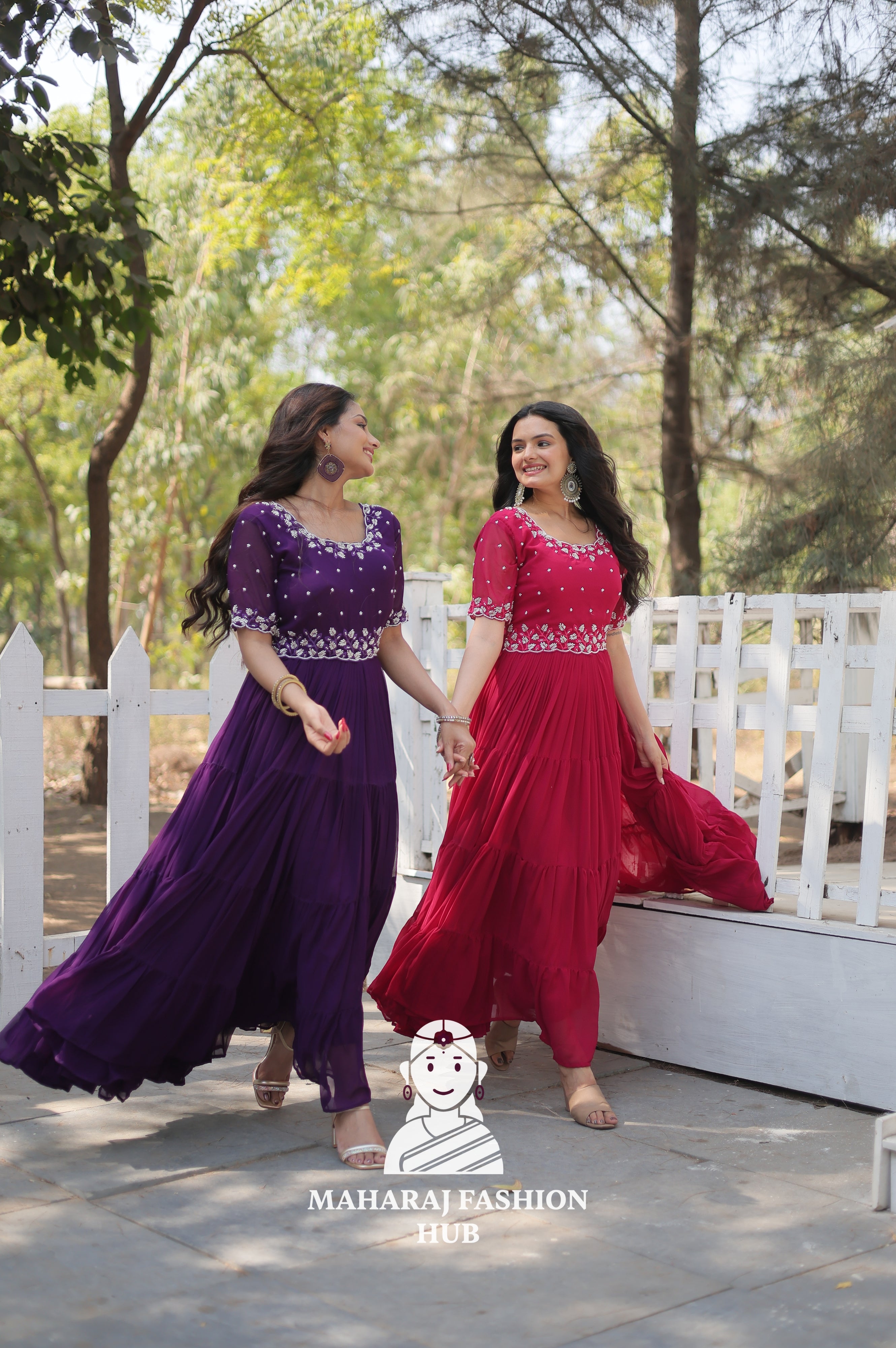 Faux Blooming Fabric Gown Crafted for Luxurious Occasions - Combo Offer Gown