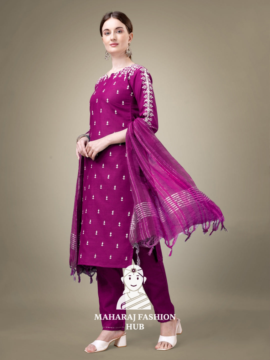 Maharaj Fashion Hub Women's Elegant Kurti Pant Dupatta Set