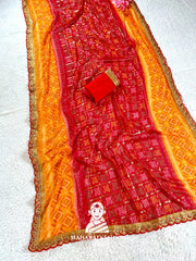 Heavy Georgette Saree with Lehariya Pattern with blouse for women's || Vibrant Heavy Georgette Saree for women's ||
