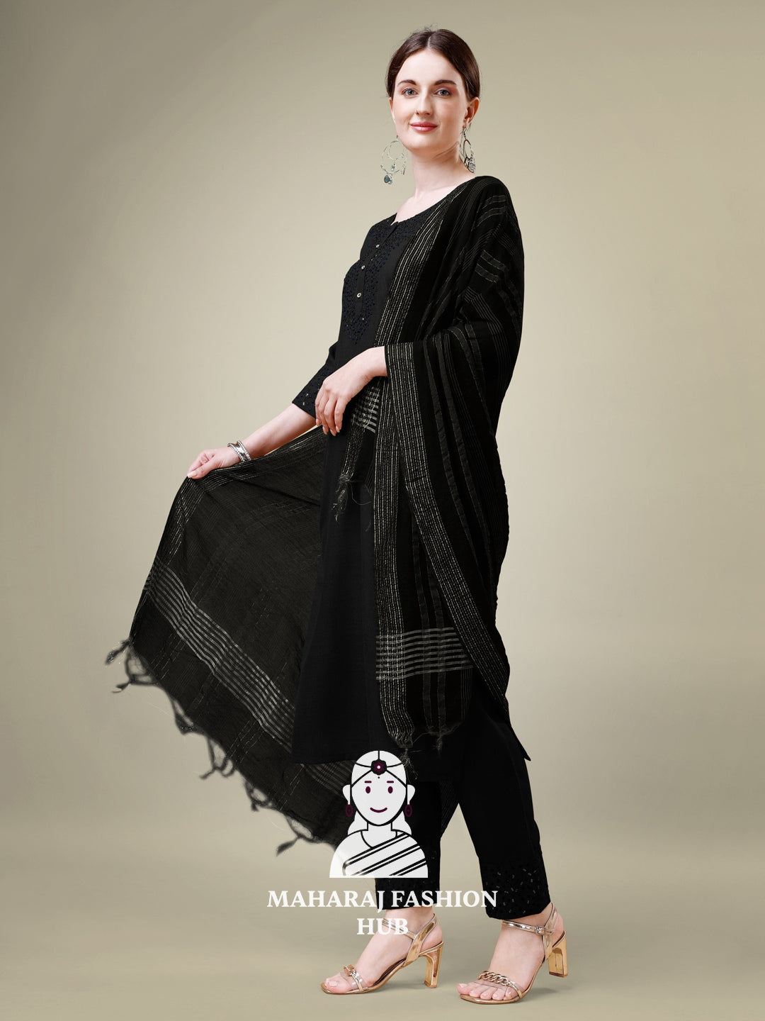 Maharaj Fashion Hub Women's Elegant Kurti Pant Dupatta Set