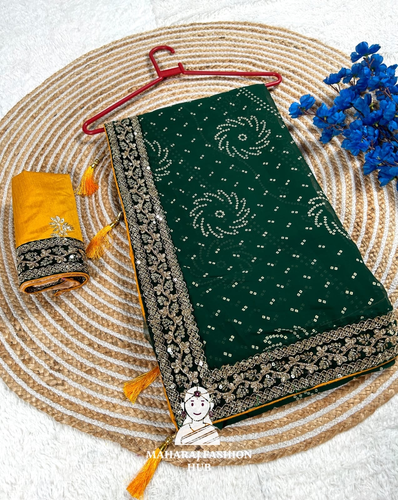 Traditional Lahariya print Georgette saree