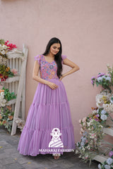 🧵 Soft & Elegant – Printed Georgette Special Designer Gown