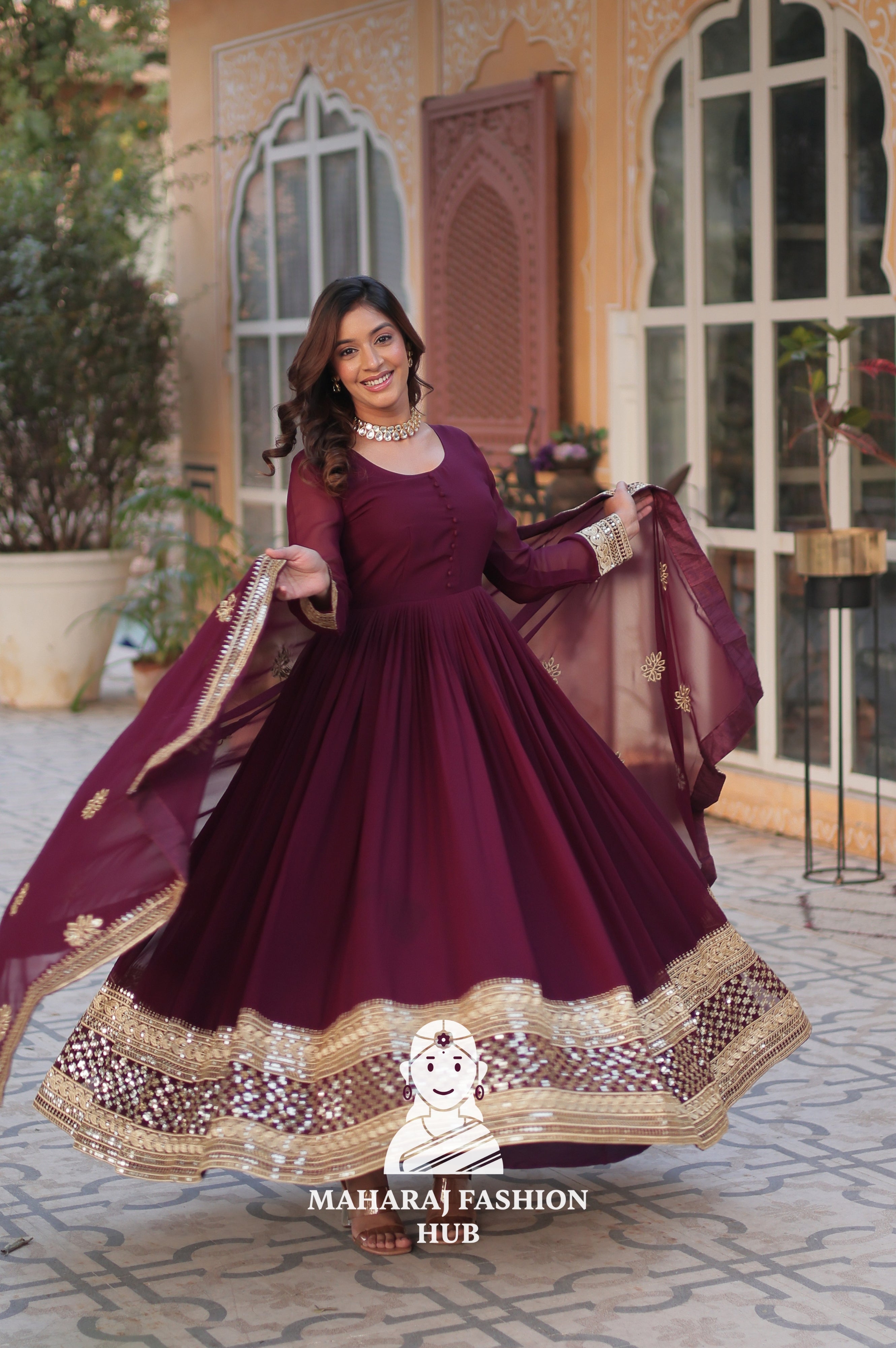✨ Faux Blooming Elegance Unveiled - Special Designer Gown