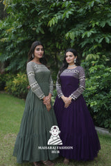Elegant Faux Blooming Fabric with Classic Embroidery – Combo Offer Gown 💫