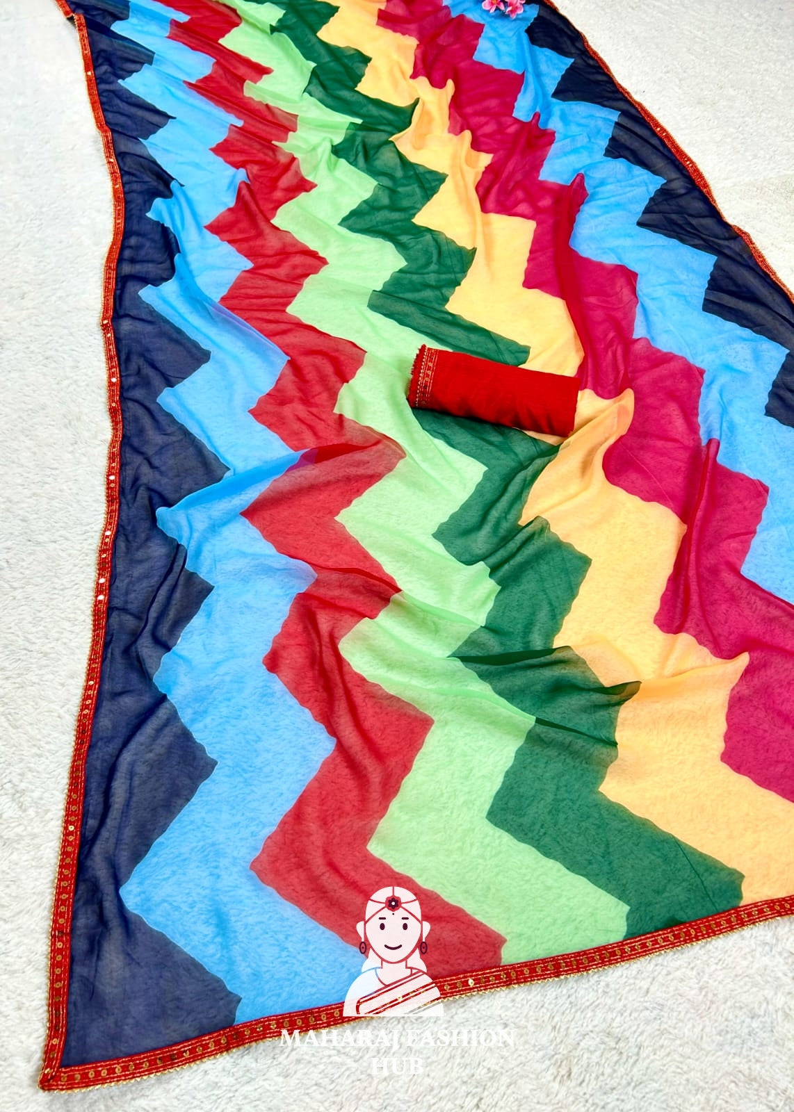 Multicolor Georgette Saree for Women – Elegant Indian Ethnic Party Wear