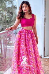 Chinnon Printed Flared Skirt with Phantom Silk Blouse for Weddings