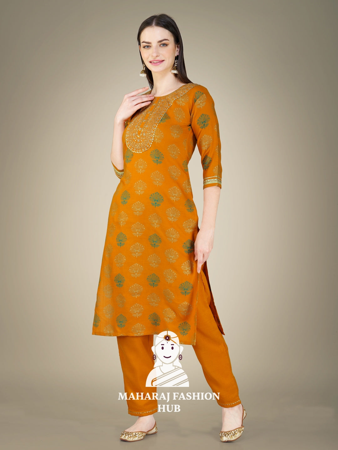 Maharaj Fashion Hub Women's Elegant Kurti Pant Dupatta Set