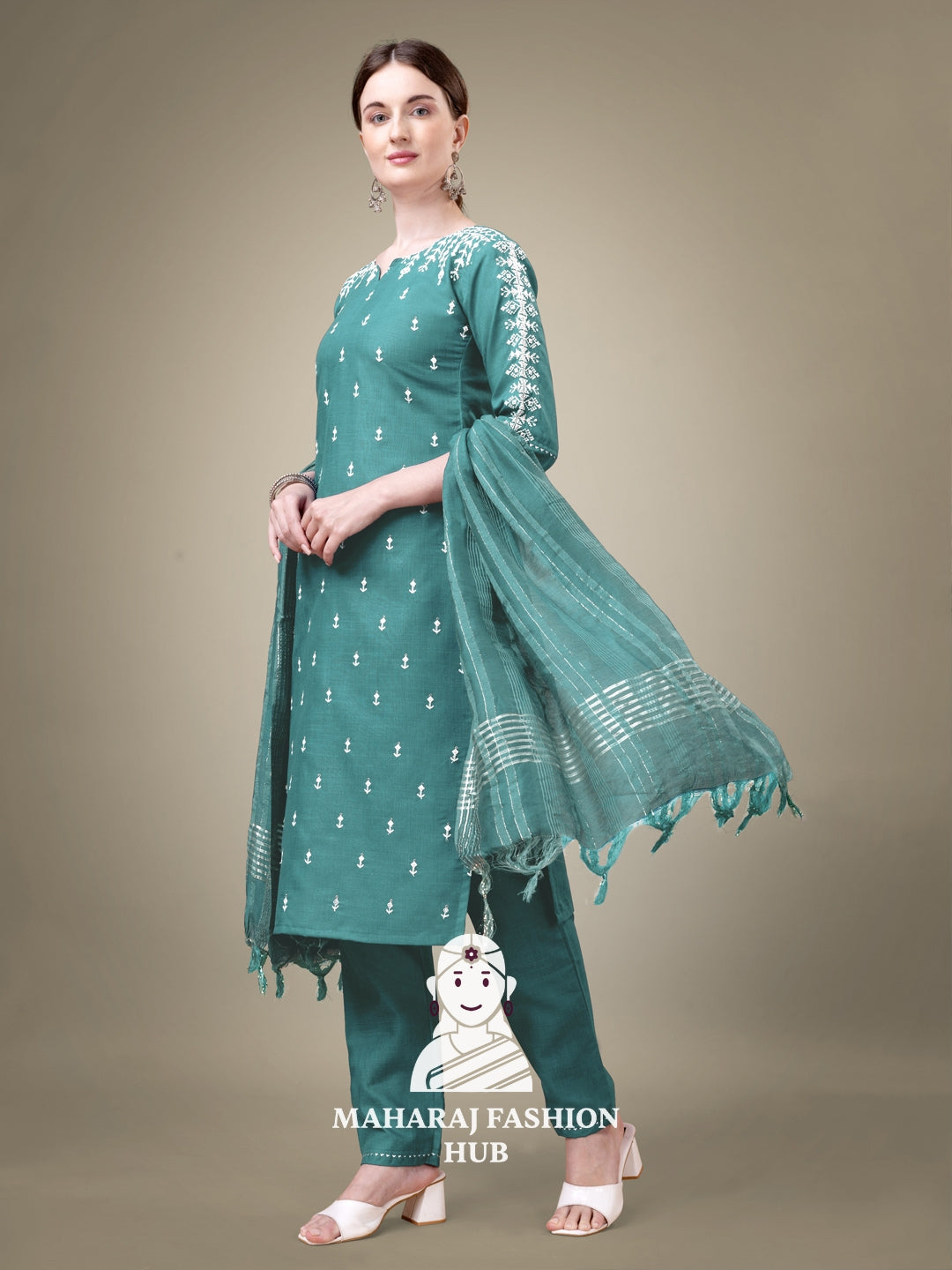 Maharaj Fashion Hub Women's Elegant Kurti Pant Dupatta Set